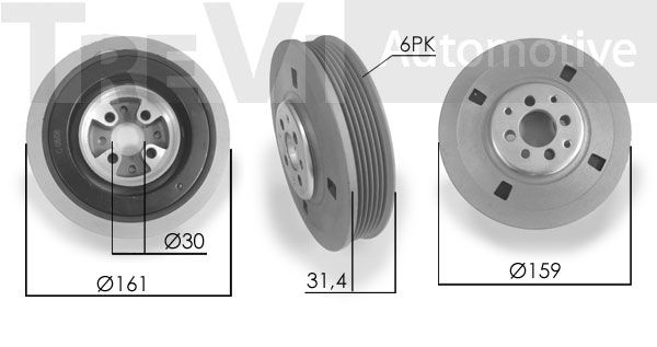 TREVI AUTOMOTIVE Hihnapyörä, kampiakseli PC1019